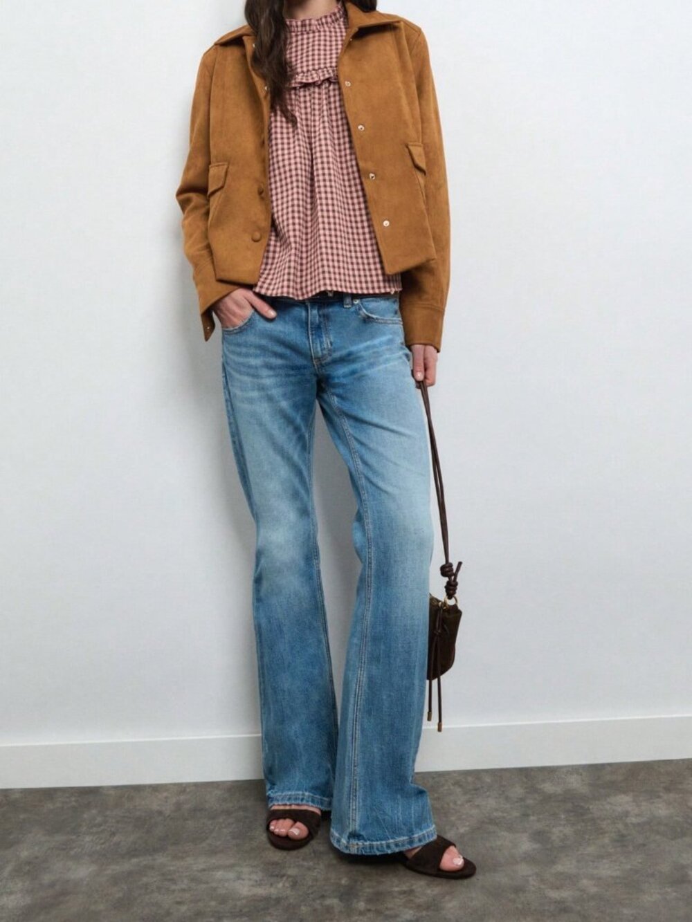Brown Casual Women's Faux Suede Jacket - Picture 3 of 8